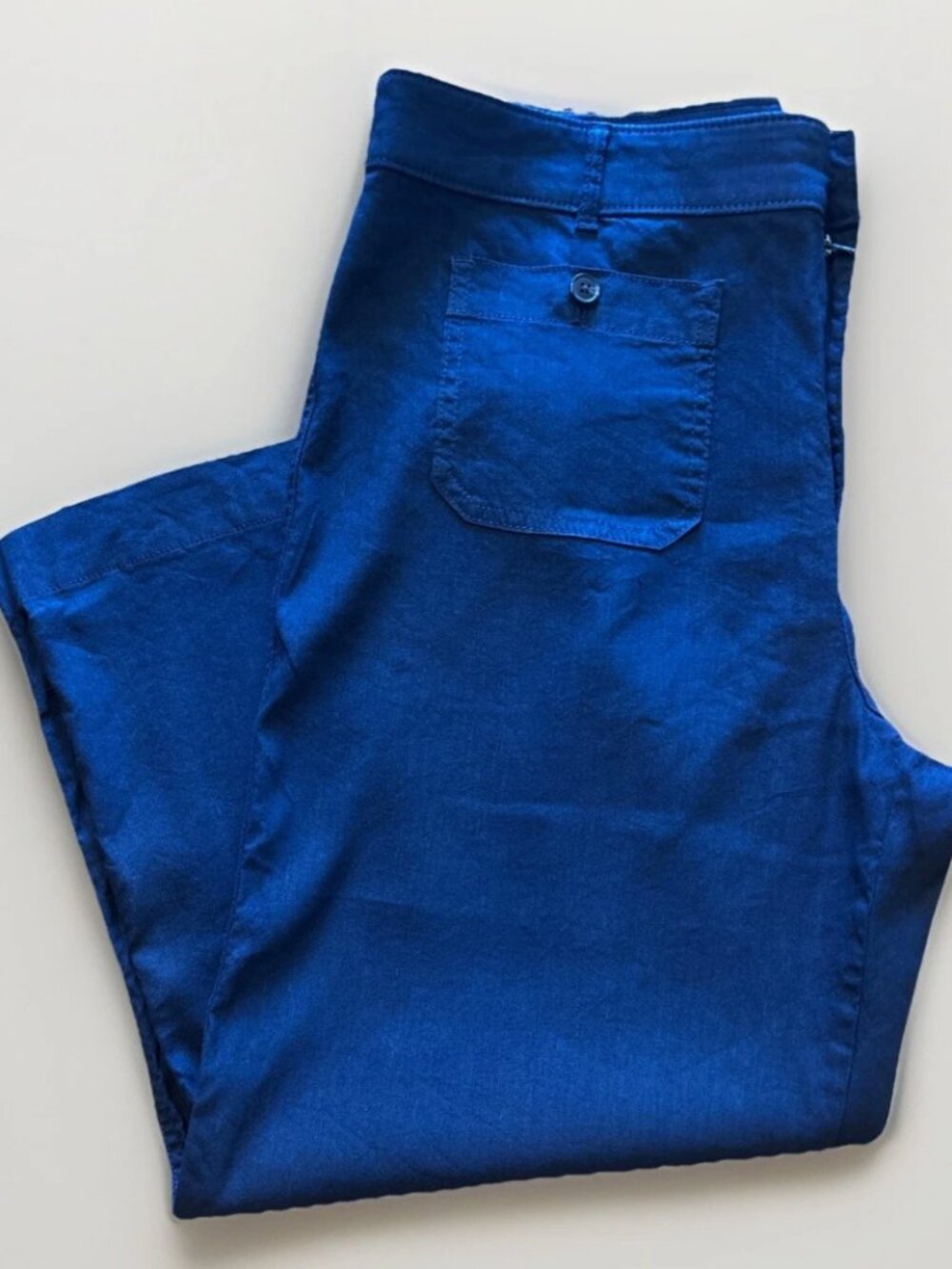 Ann Taylor Loft Pants Womens 14 Palmer Wide Leg CroppedHigh Rise Navy Blue Linen